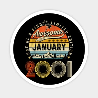 Awesome Since January 2001 Vintage 22nd Birthday Magnet